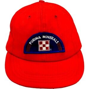 Purina Chow Minerals Vintage Cap Snapback Red Patch Wide Brim Feed Farm USA